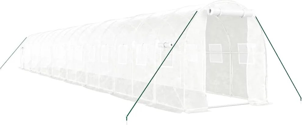 vidaXL Seră cu cadru din oțel, alb, 32 m², 16x2x2 m