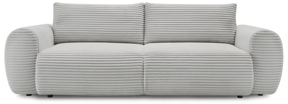 Canapea gri deschis extensibilă cu tapițerie din catifea reiată 257 cm Lucien – Bobochic Paris