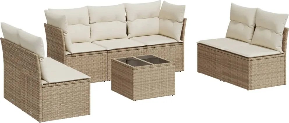 vidaXL Set canapele de grădină, 8 piese, cu perne, bej, poliratan