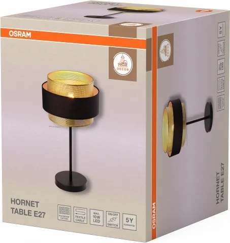 Osram - Lampă de masă DECOR HORNET 1xE27/10W/230V negru/auriu