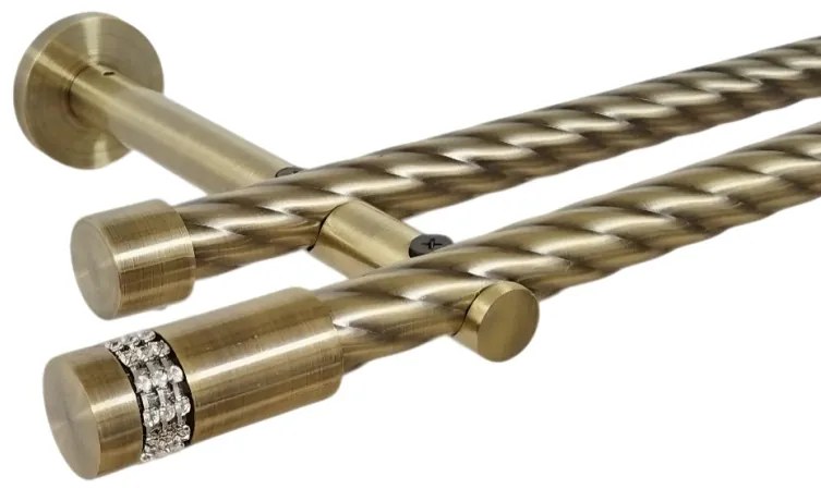 Galerie dubla twist picior universal fara inele prindere perete kula xantos 19/19 mm aur antic (Alege marime: 180 cm)