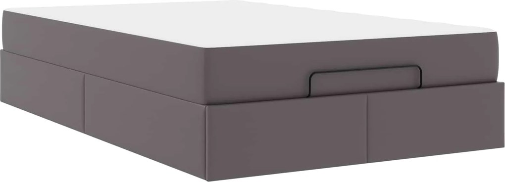 vidaXL Cadru de pat cu saltea cu saltea 2 pcs Gri PVC