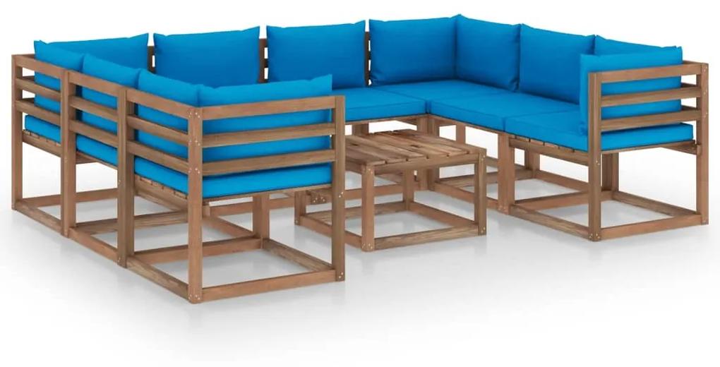 3067492 vidaXL Set mobilier de grădină cu perne albastru deschis, 9 piese