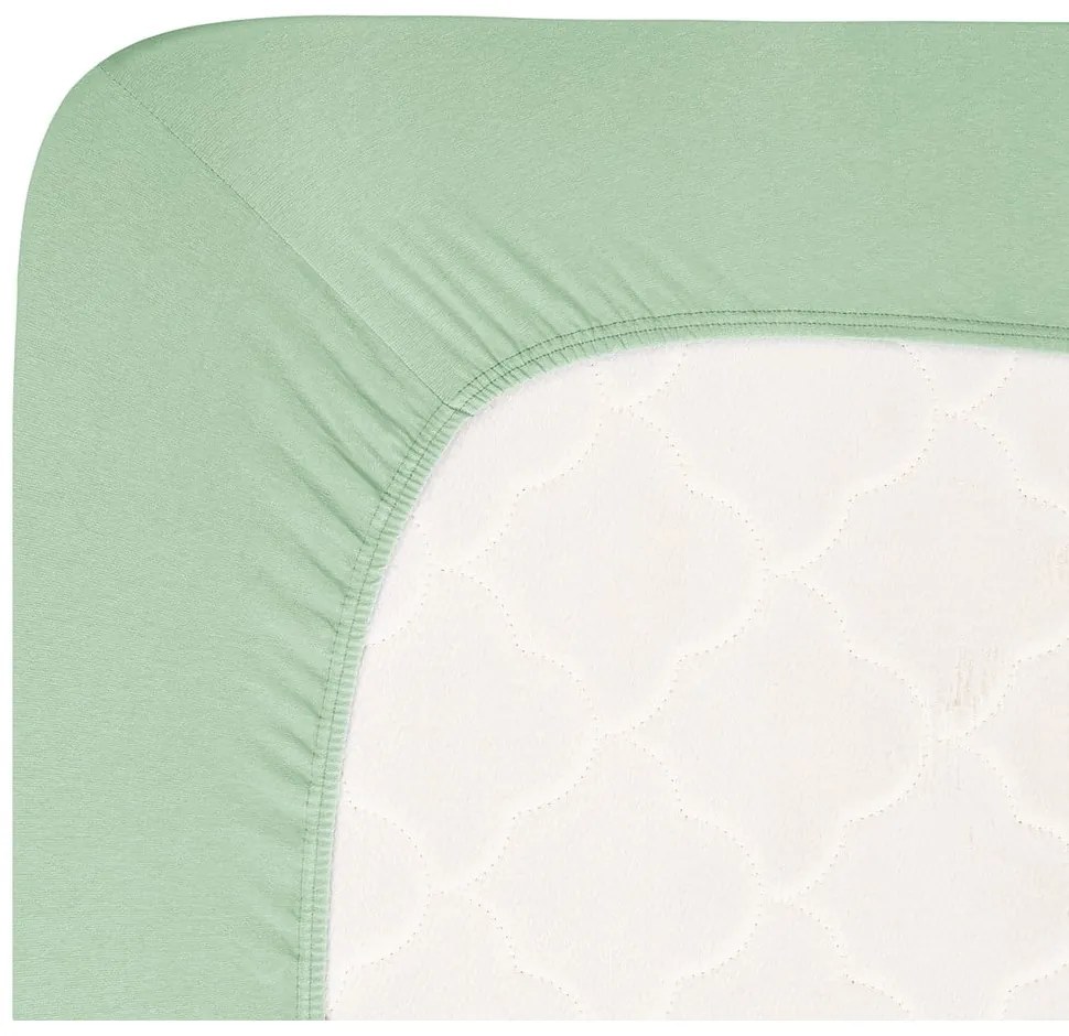 Cearceaf verde din jerseu cu elastic 90x200 cm Boxspring – Andrea Simone