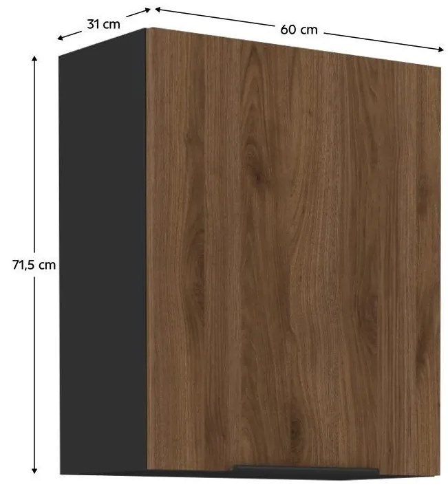 Dulap superior de bucătărie Monzesa 60 G 72 1F (nuc okapi + negru) . 1096950