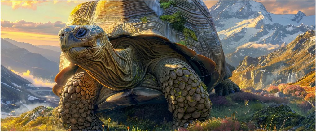Tablou - Țestoasă și peisaj montan (120x50 cm)
