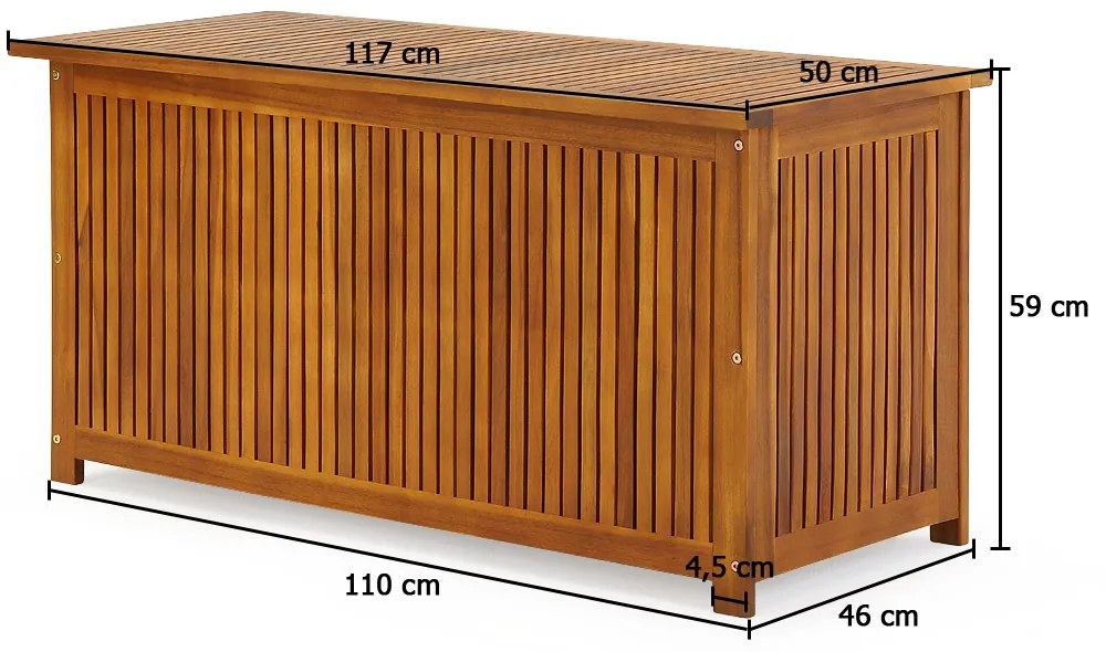 Casaria Ladă de lemn ACACIA, 117x50x59cm, maro natural