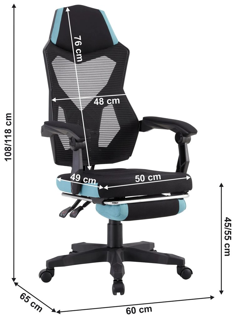 Scaun de birou Jarak 884H-L036 (negru + neo mint). 1075437