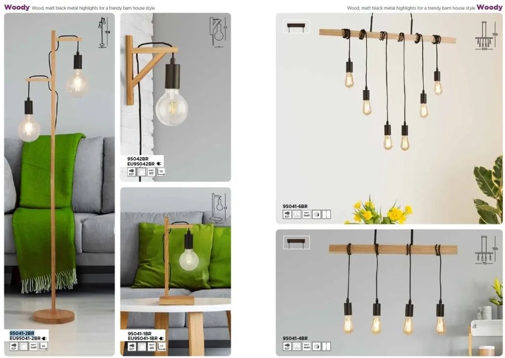 Aplica de perete din lemn design rustic Woody