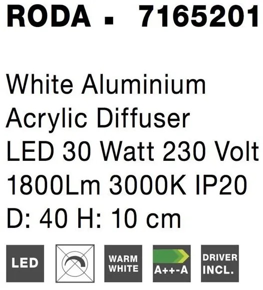 Plafoniera LED design modern Roda, alb NVL-7165201