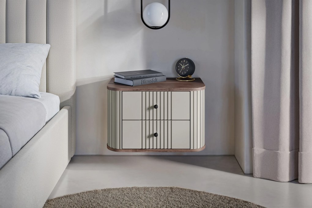 Set noptiere Vesper 56 cm de perete - cașmir / nuc / mânere negre