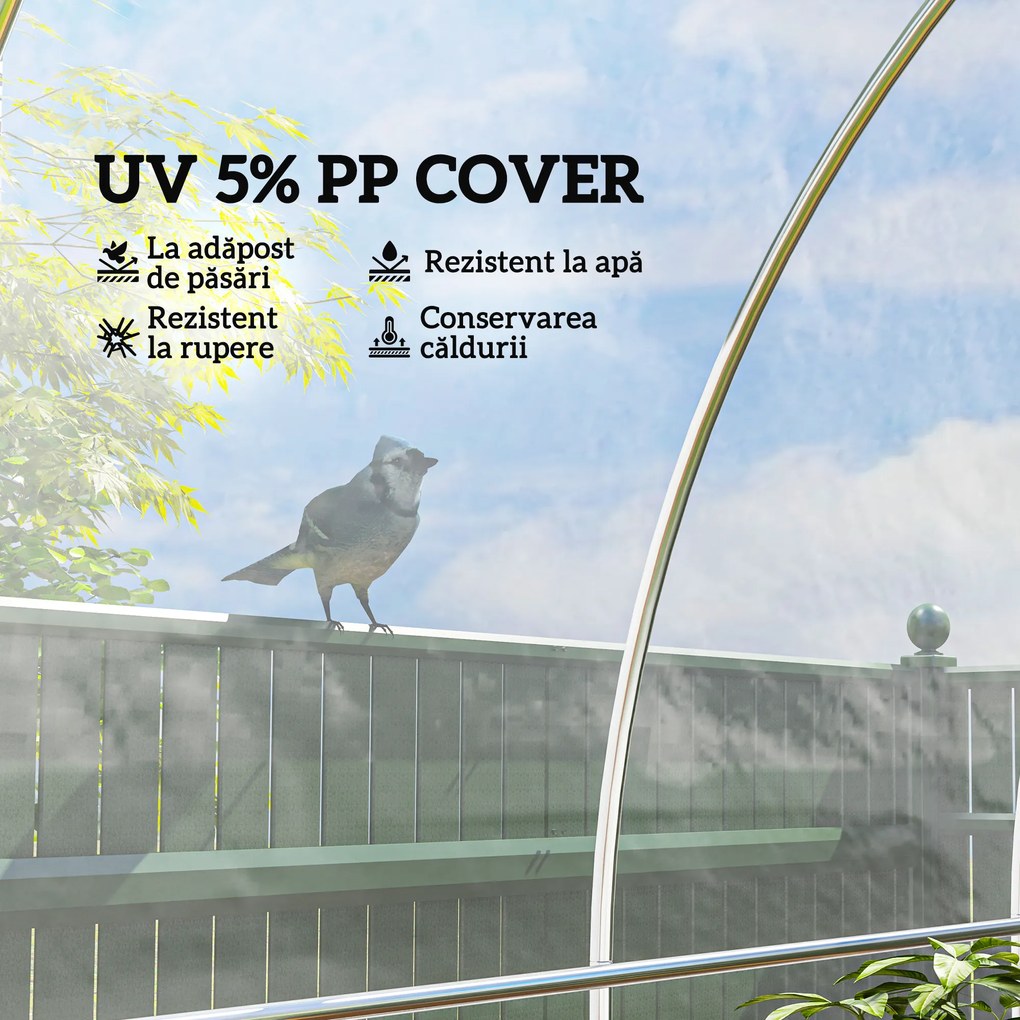 Outsunny Acoperiș pentru Seră 6x10m din PP Anti UV și Impermeabil Transparent | Aosom Romania
