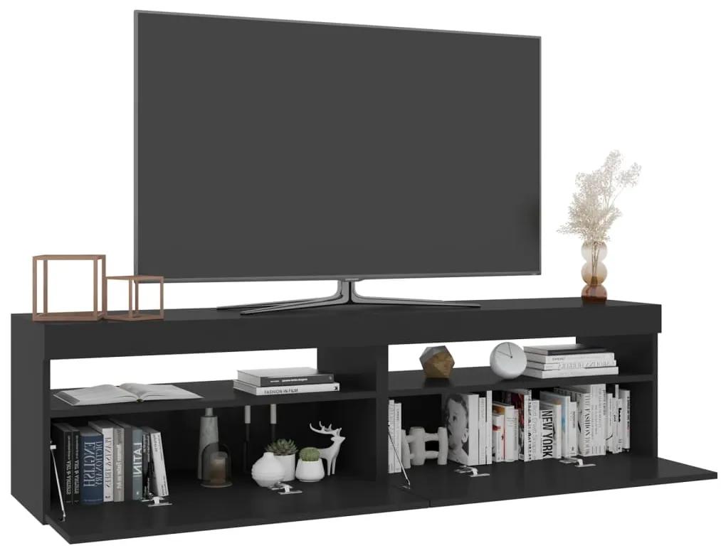 Comode TV cu lumini LED, 2 buc., negru, 75x35x40 cm 2, Negru, 75 x 35 x 40 cm