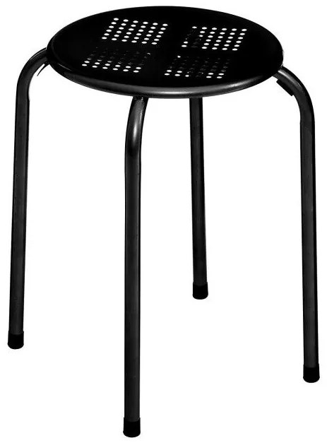 Taburet pentru living si bucatarie HouseXL™ Black Tobouret, Diametru 30 cm, Design ergonomic, Picioare metalice, Negru