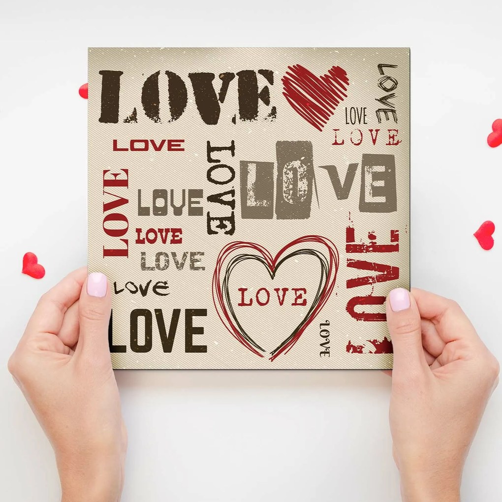 DUBLEZ | Tablou din lemn - Love Love Love