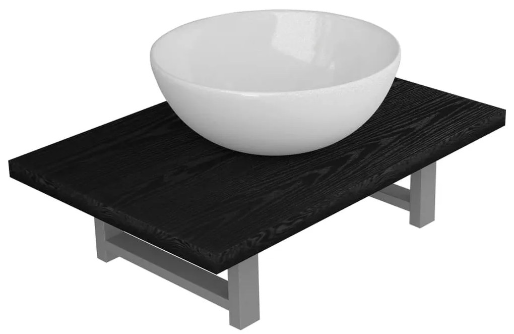 279336 vidaXL Set mobilier de baie, 2 piese, negru, ceramică