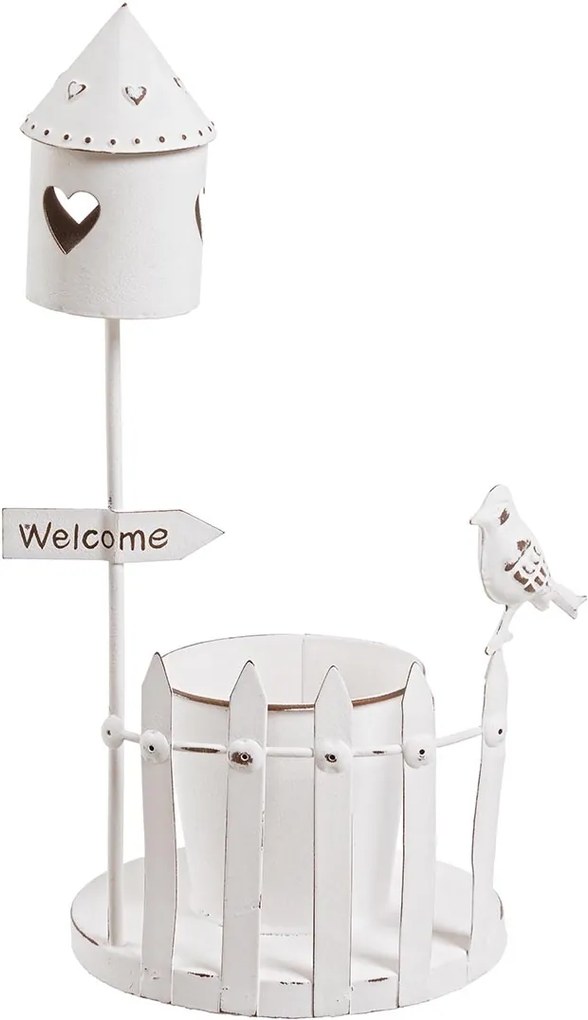Suport ghiveci metal alb Bird 18 cm x 30 cm