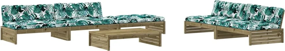 vidaXL Set mobilier de grădină cu perne, 6 piese, lemn de pin tratat