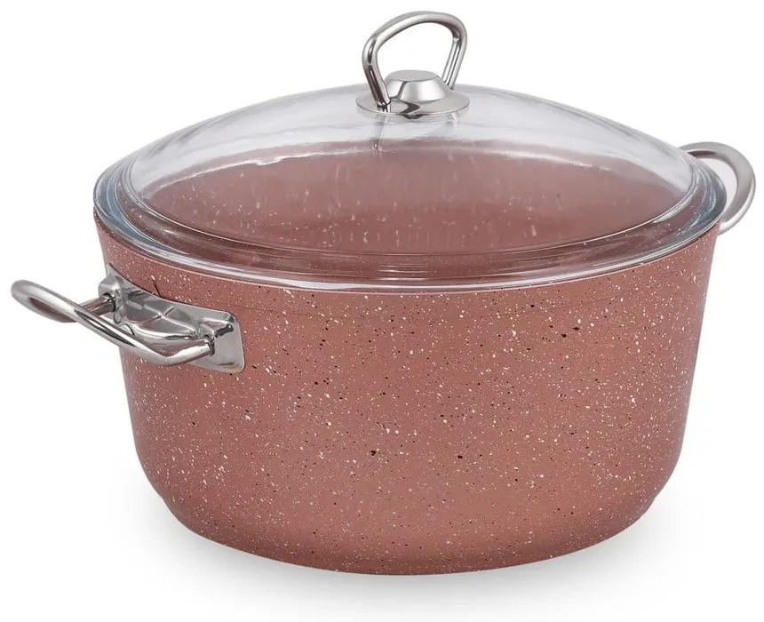 Cratiță din aluminiu înaltă cu capac Güral Porselen Classic, ø 24 cm, roz