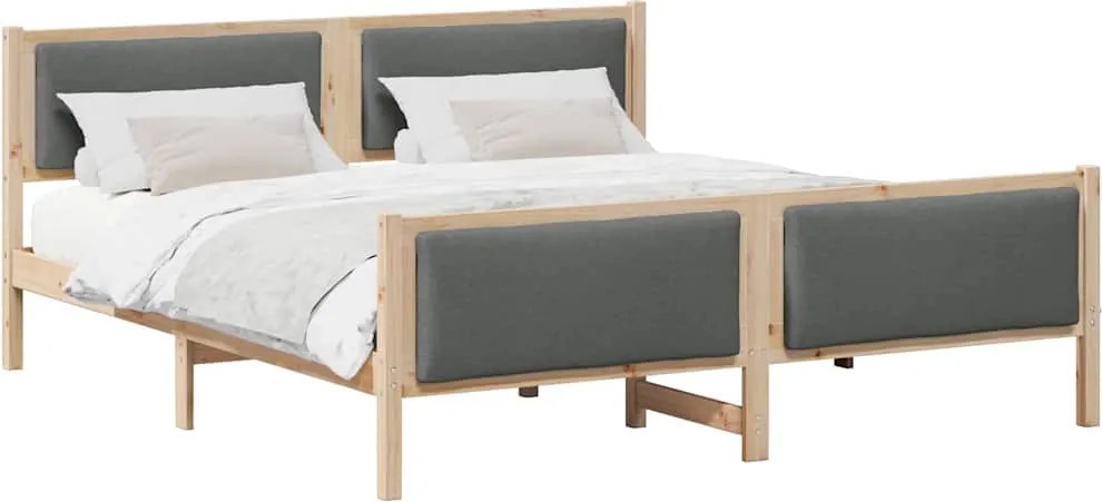vidaXL Cadru de pat cu headboard Gri închis 180 x 200 cm țesătură