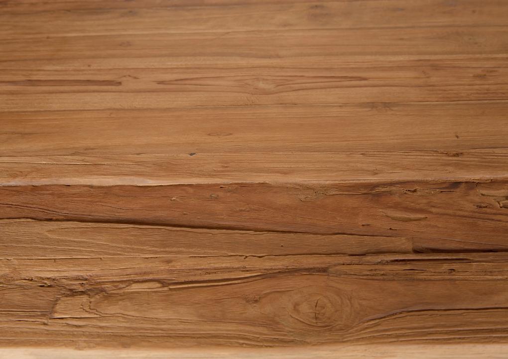 Masa dreptunghiulara din lemn de tec cu cadru metalic maro negru 220x100 cm