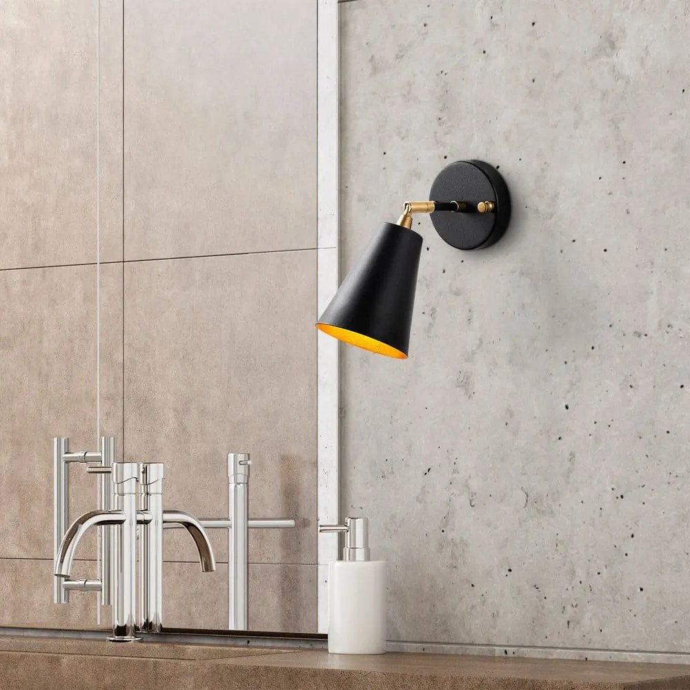 Aplică de perete neagră/aurie ø 10 cm Evander – Opviq lights