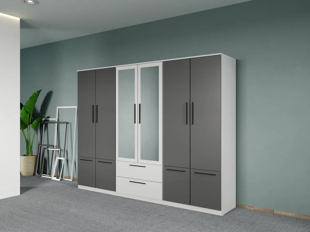 Set mobila dormitor 4 piese Alb/Gri Levi C16