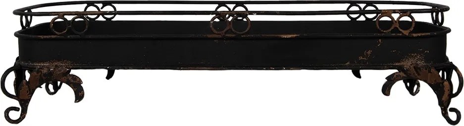 Tava decorativa, pentru lumanari, neagra, din metal, 55x20x14 cm