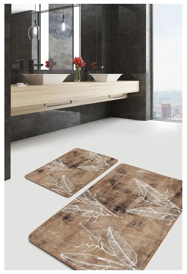 Covorașe de baie maro 2 buc. din catifea 60x100 cm – Mila Home