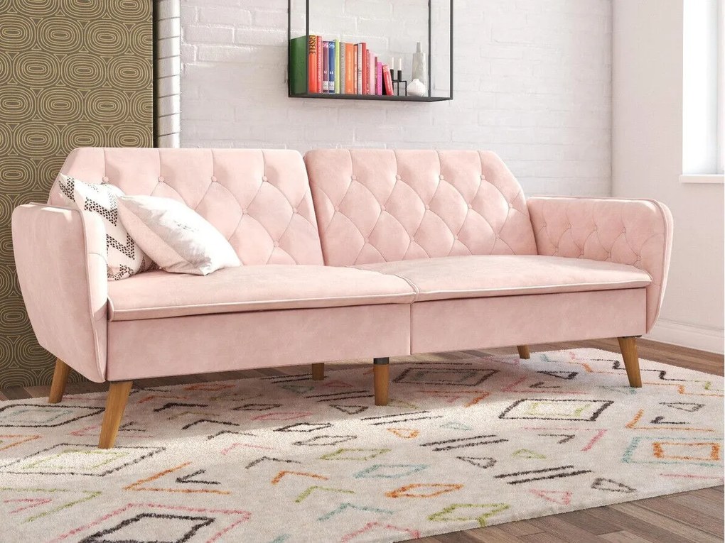Canapea extensibilă Novogratz 106 Roze Numărul de locuri: 3, Roze, 83x211x85cm, 47 kg, Picioare: Lemn