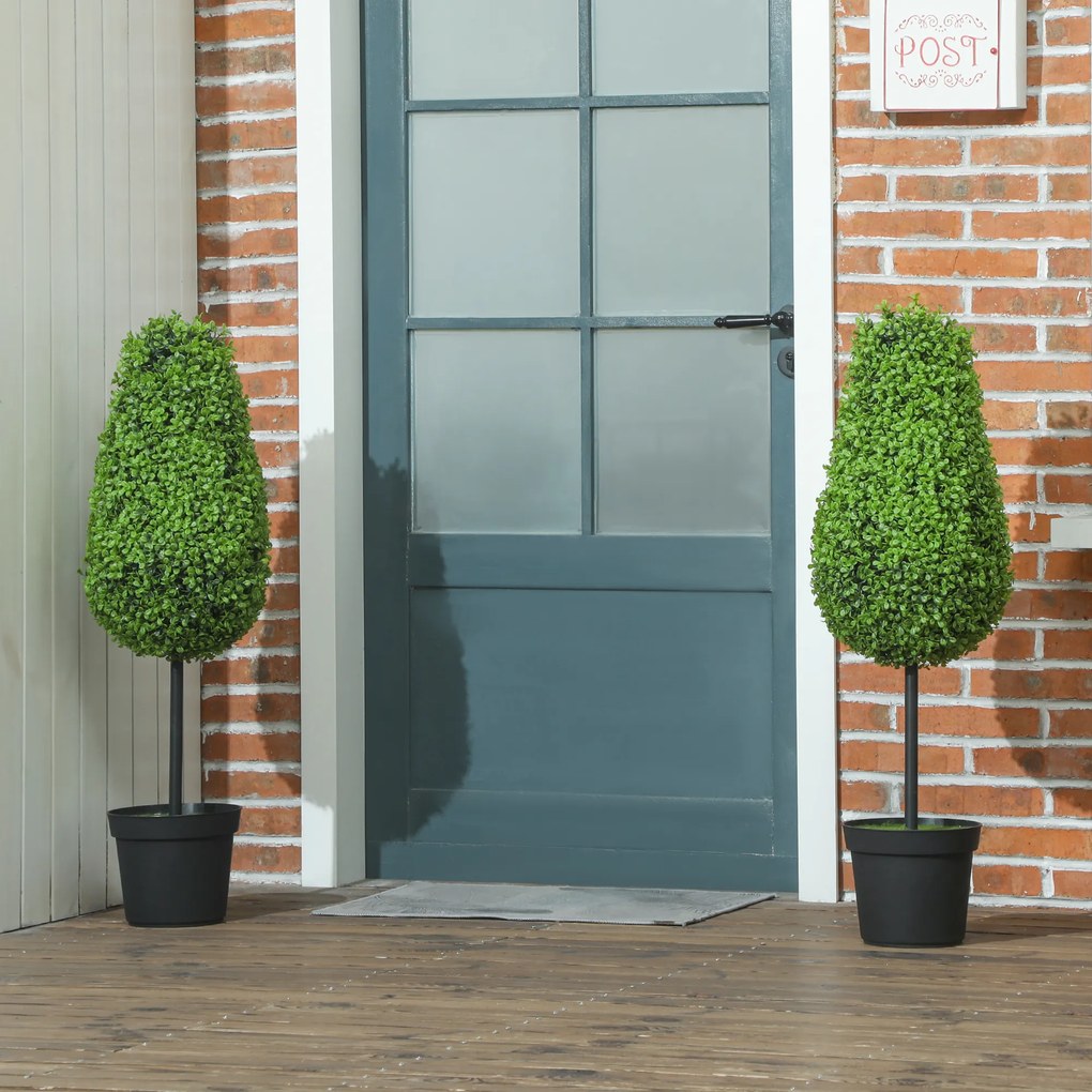HOMCOM 2 bucăți Plante Artificiale de Buchet 90cm Plante Artificiale în formă de lacrimă, Plante Artificiale din Plastic în ghiveci pentru Decorare Modernă | Aosom Romania