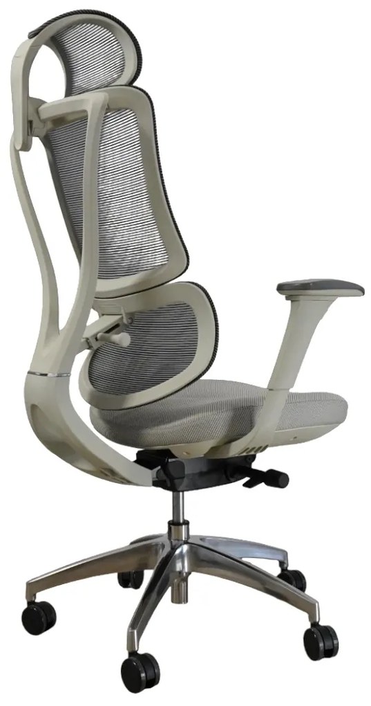 Ergodynamic Star Plus - Light Grey - Scaun de birou 4D, sezut translatie, suport lombar ajustabil 7 cm