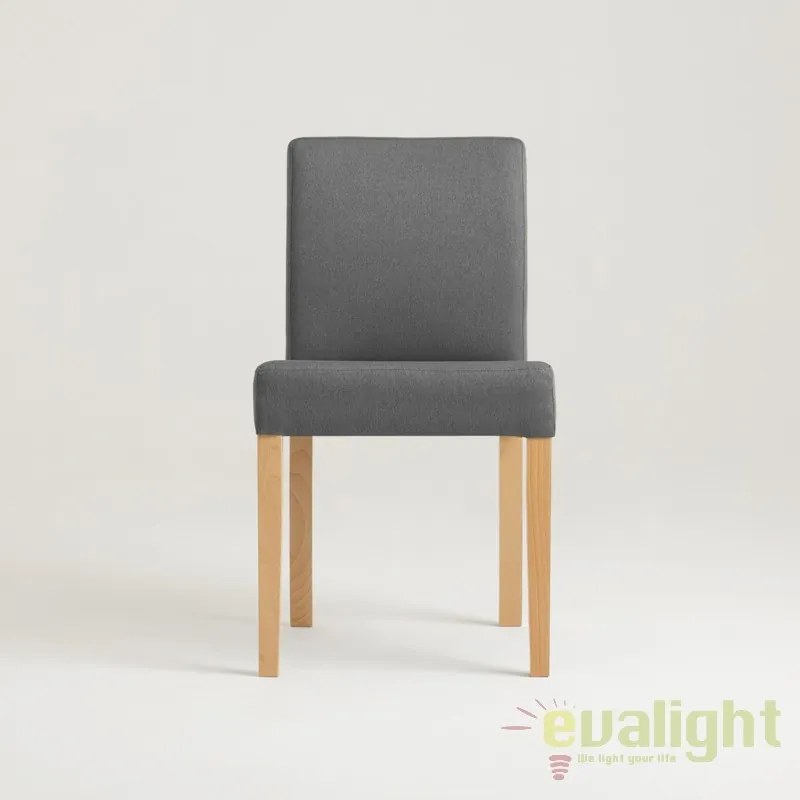 Scaun elegant, tapitat, design vintage scandinav Wilton gri/ natur