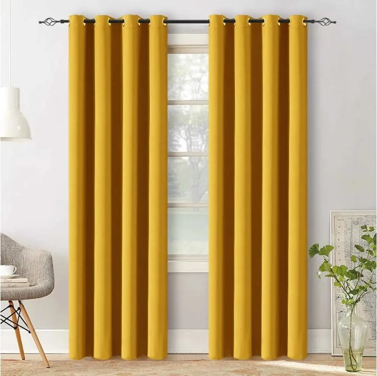 Draperie galbena OXFORD 140x250 cm Agatat: Inele metalice