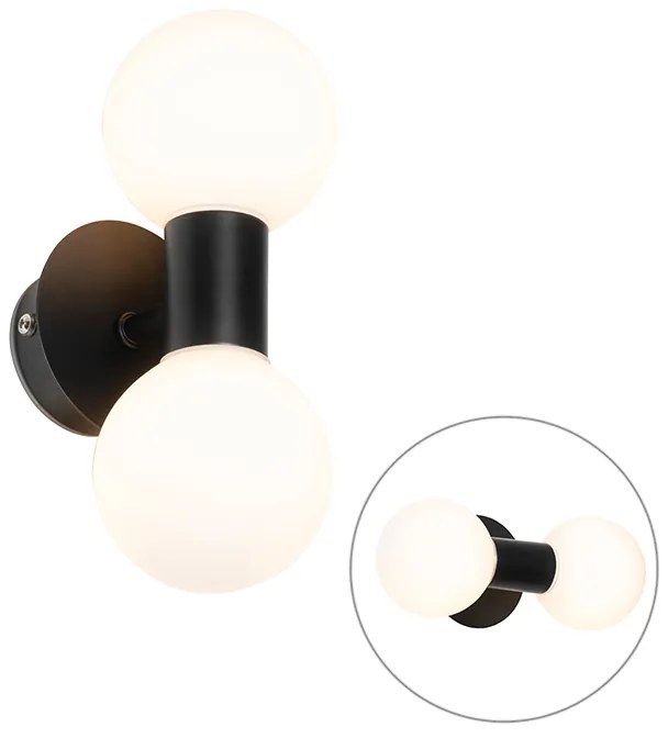 Aplică modernă neagră IP44 cu 2 lumini - Cederic