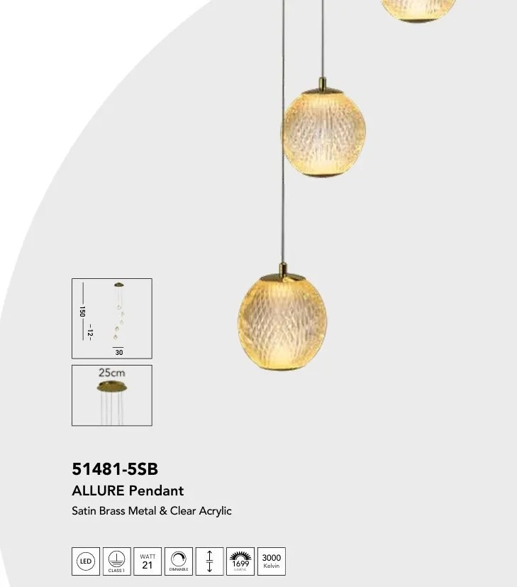 Lustra cu 3 pendule LED design modern decorativ Allure