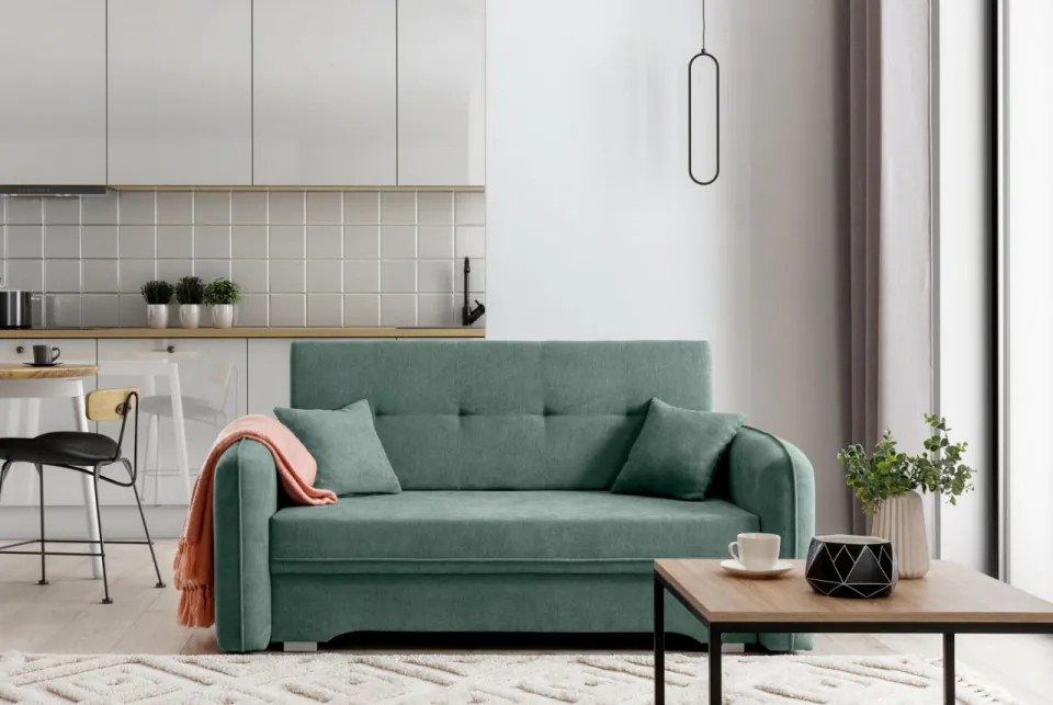 Canapea tapitata, extensibila, cu spatiu pentru depozitare, 155x75x105 cm, Laine 01, Eltap (Culoare: Roz / Poco 101)