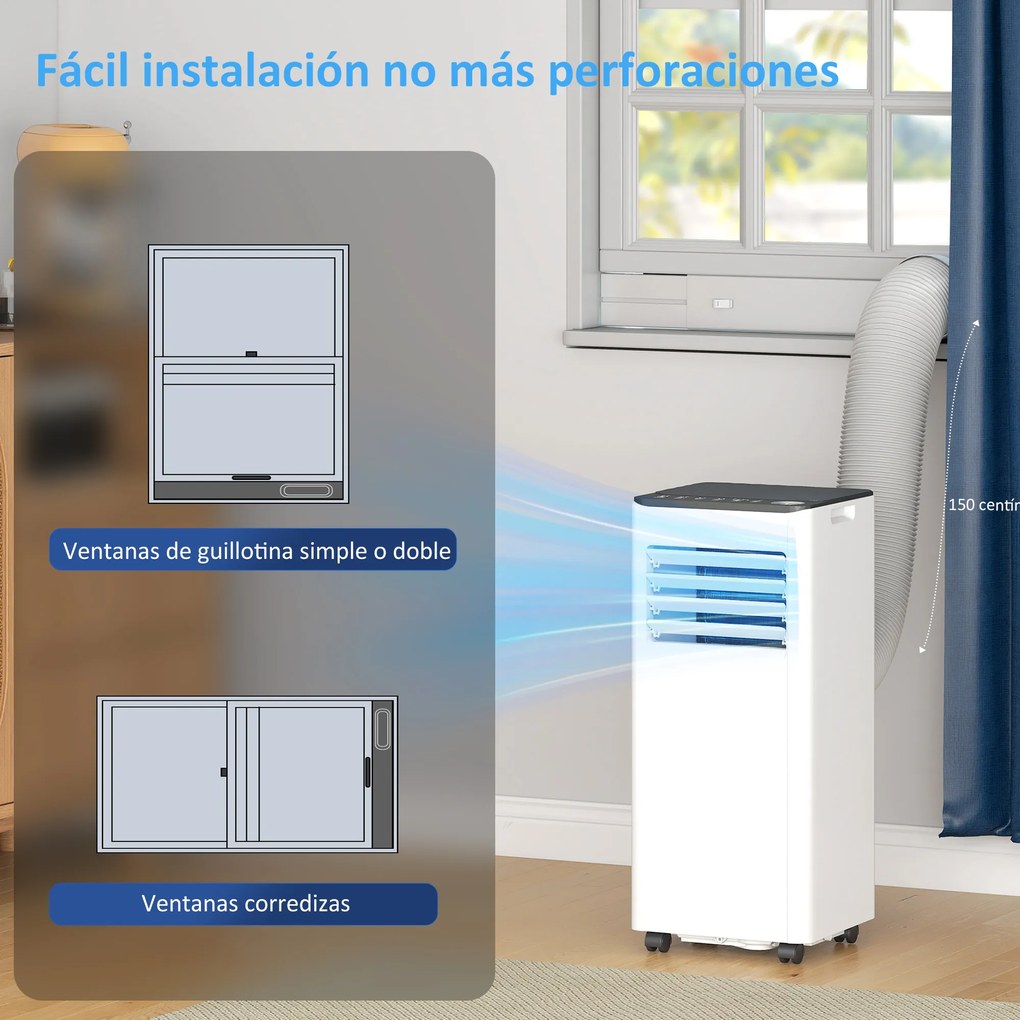 HOMCOM Aparat de aer condiționat portabil 9000 BTU 4 în 1 răcire dezumidificator ventilator temporizator pentru 28 m² alb | Aosom Romania