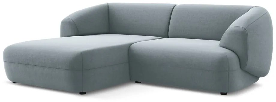 Colțar albastru deschis cu tapițerie din catifea (cu colț pe partea stângă) Moana – Makamii