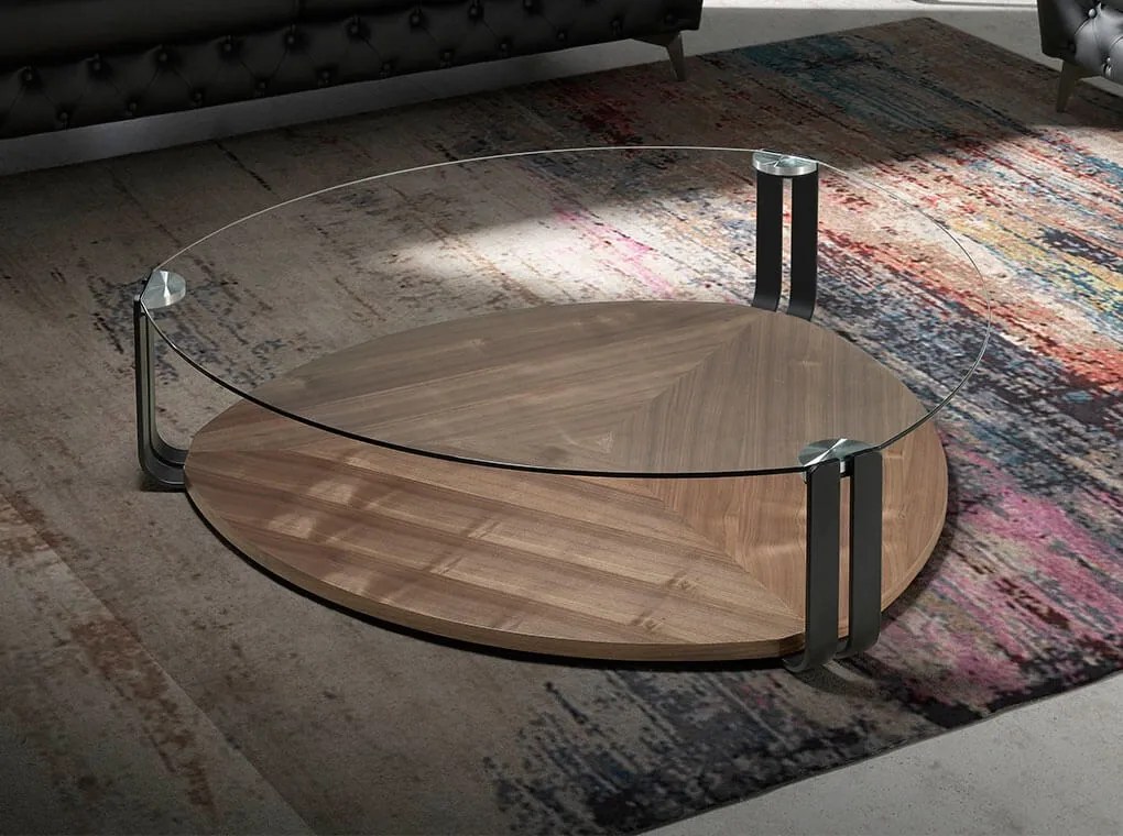 Masuta de cafea eleganta design LUX Walnut AC 2055-MH1904A-NOGAL