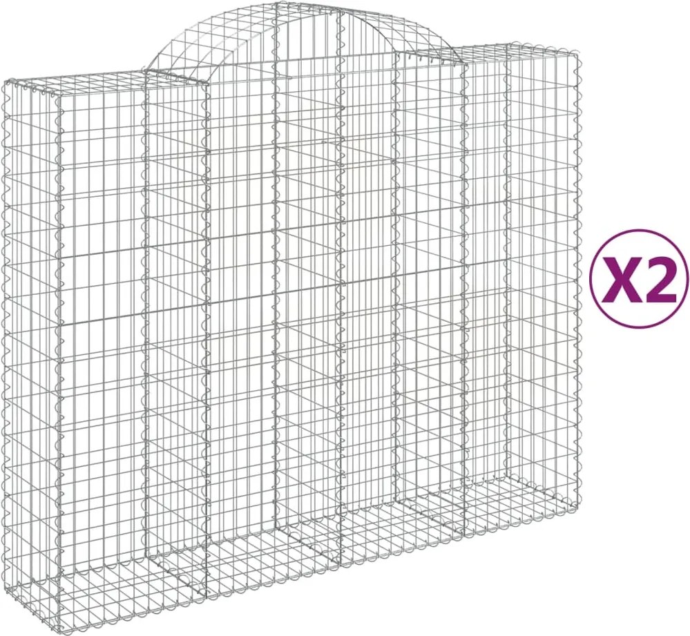 vidaXL Coșuri gabion arcuite 2 buc, 200x50x160/180 cm, fier galvanizat