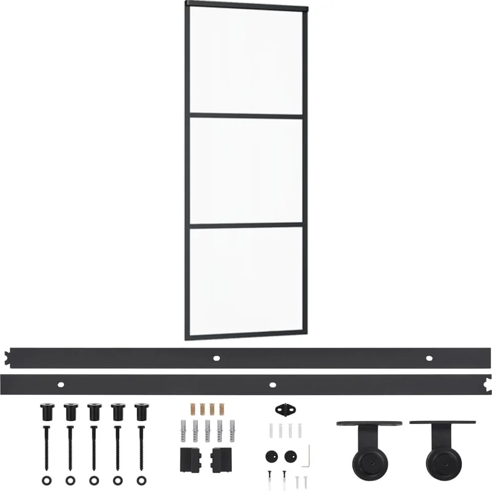 vidaXL Ușă glisantă cu set feronerie, 76x205 cm, sticlă ESG/aluminiu
