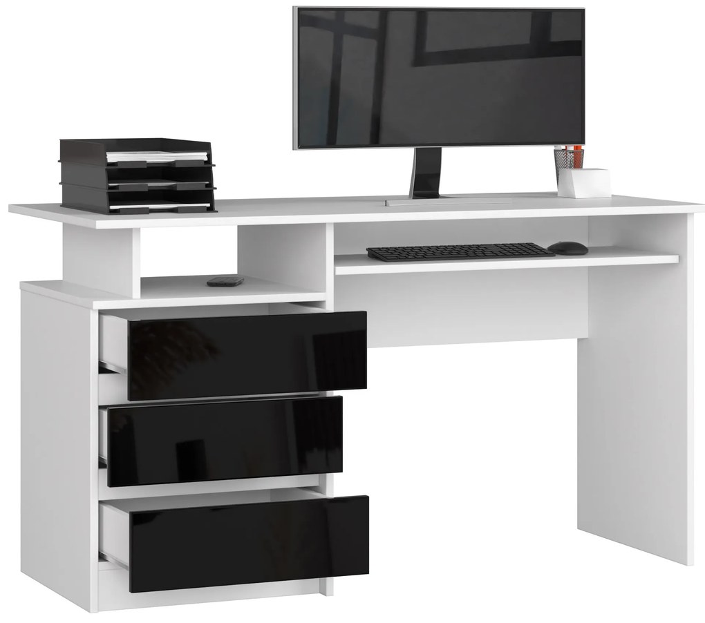 Masă PC Bronte (Alb + negru lucios). 1068810