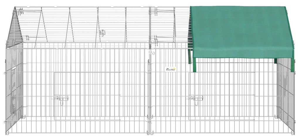 PawHut 7.2' Tarc cu Capac pentru Animale Mici, Tarc din Metal pentru Exercitii All-in-One pentru Animale de Companie | Aosom Romania