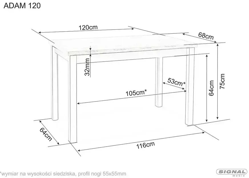 Masa Adam alb mat L120xl68 cm