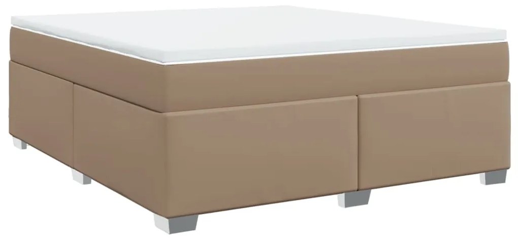 3285224 vidaXL Pat box spring cu saltea, cappuccino, 180x200cm piele ecologică