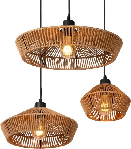 Lustră pe cablu Lucide 10413/03/72 YUNKAI 3xE27/60W/230V maro