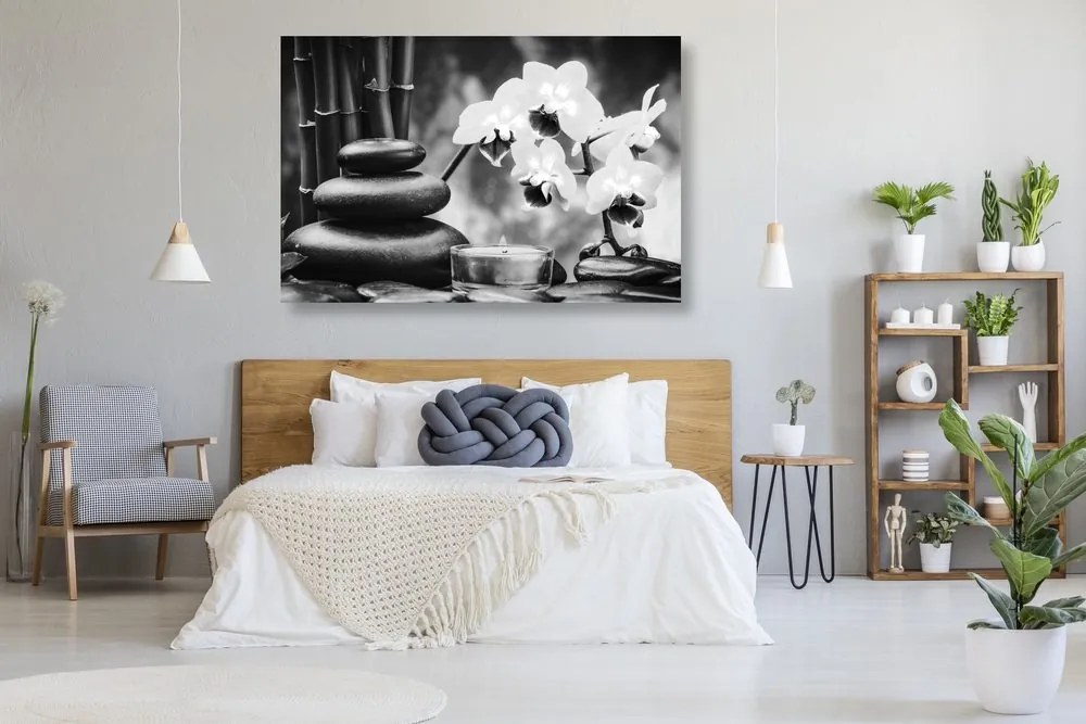 Tablou spa natura moartă în design alb-negru
