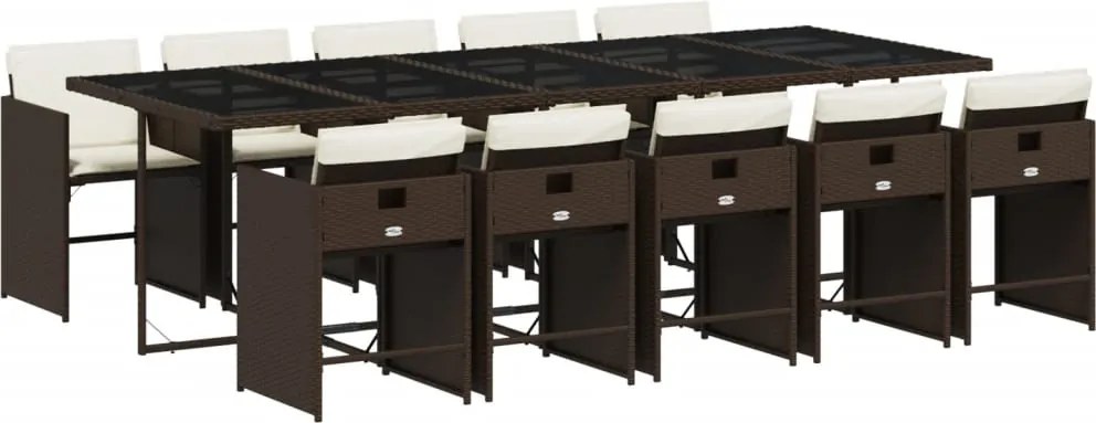 vidaXL Set mobilier de grădină cu perne, 11 piese, maro, poliratan
