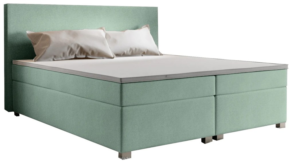 Pat matrimonial Boxspring 140 cm Simon (mentă) (cu saltea, fără sp. depozitare). 1047326